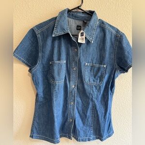 GAP Blue Denim Button-Up Shirt